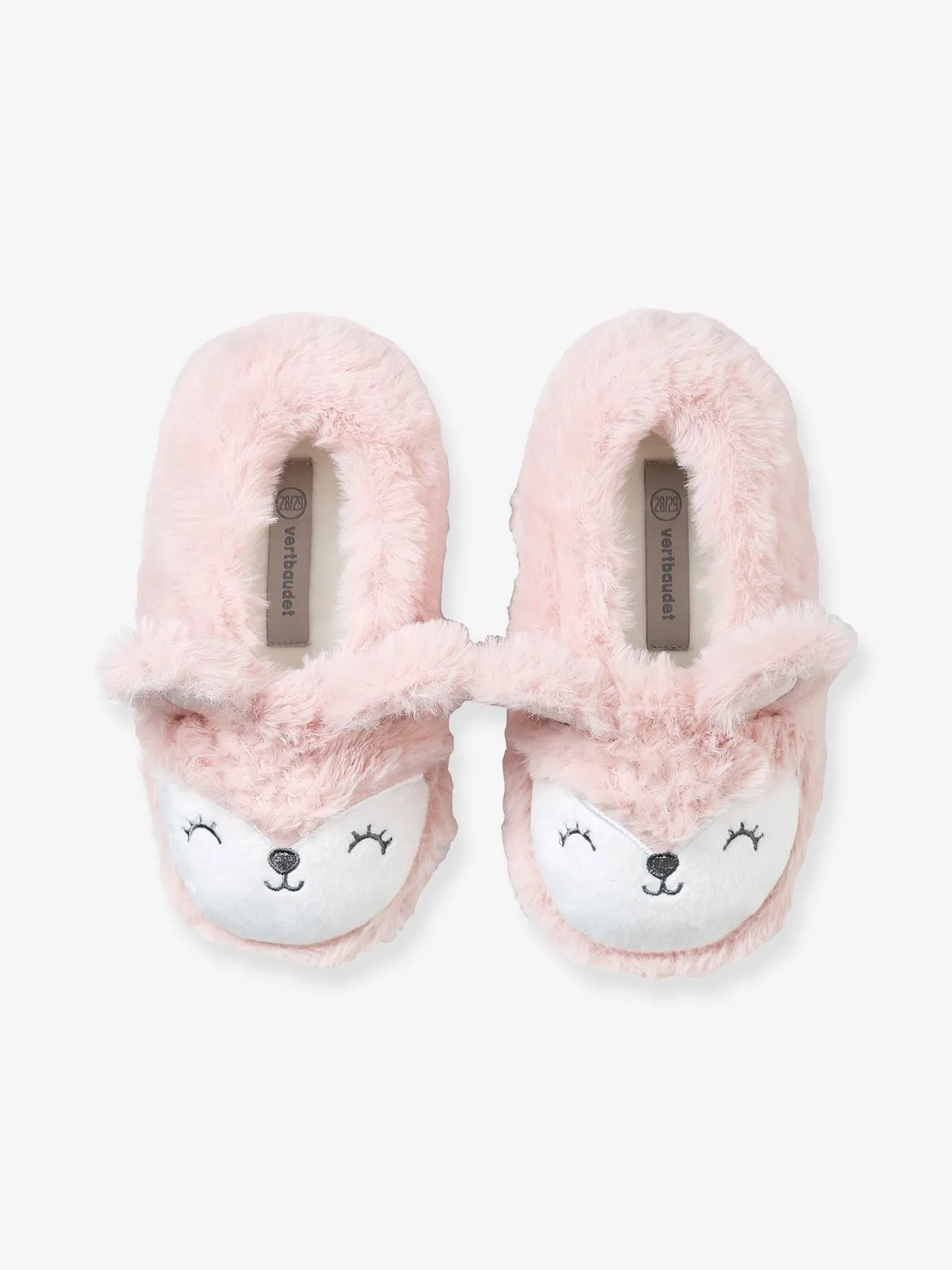 Chaussons fille esprit peluche rose pale - Vertbaudet