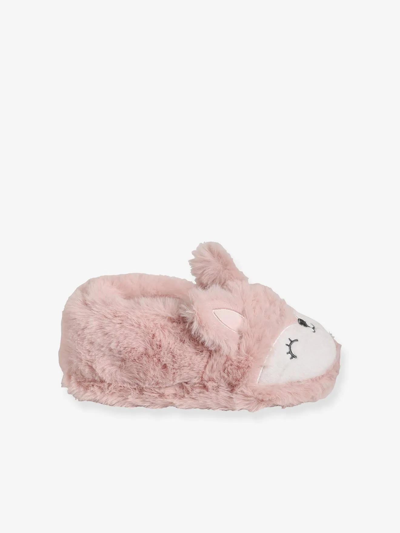 Chaussons fille esprit peluche rose pale - Vertbaudet