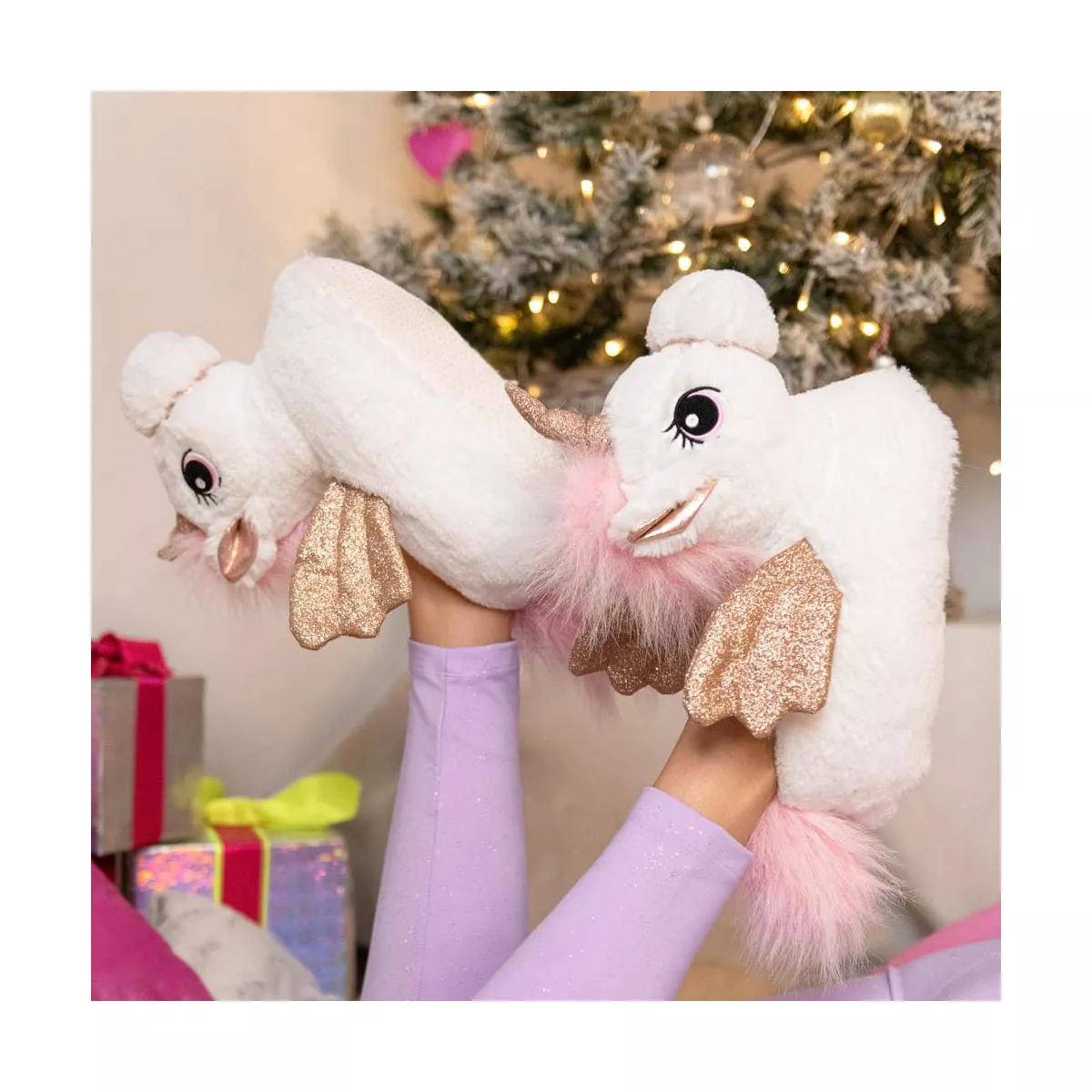 Chaussons peluche licorne BLANC MERRY SCOTT