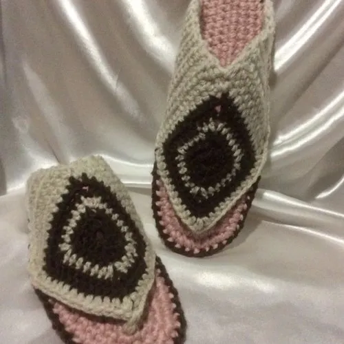 Chic chaussons,tongs à semelles anti dérapant,crochet fait main ,pour femme,homme