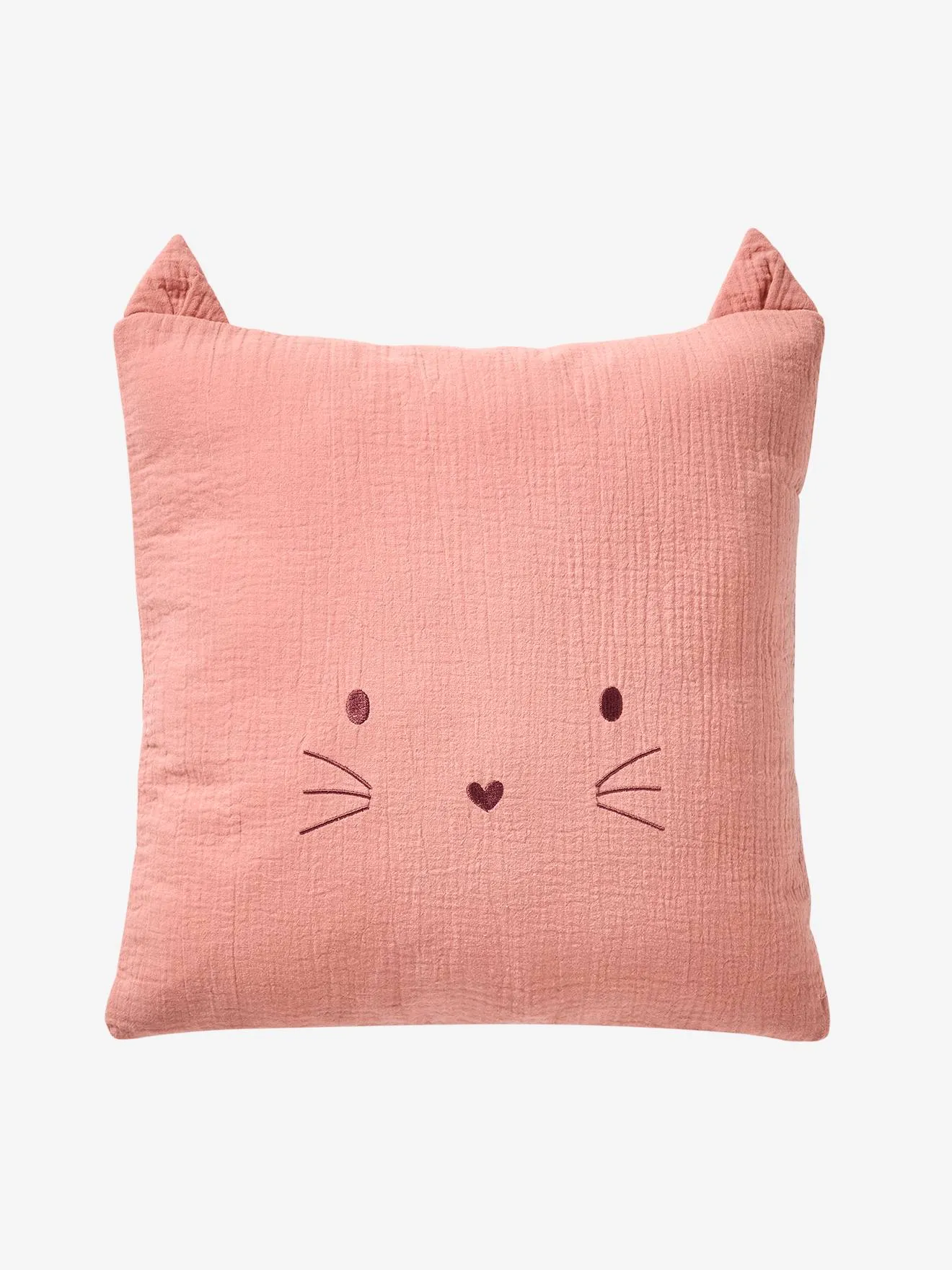 Coussin animal en gaze de coton personnalisable rose - Vertbaudet