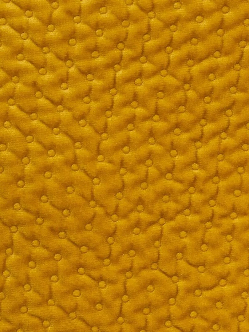 Coussin déhoussable en velours reliefé - Jaune