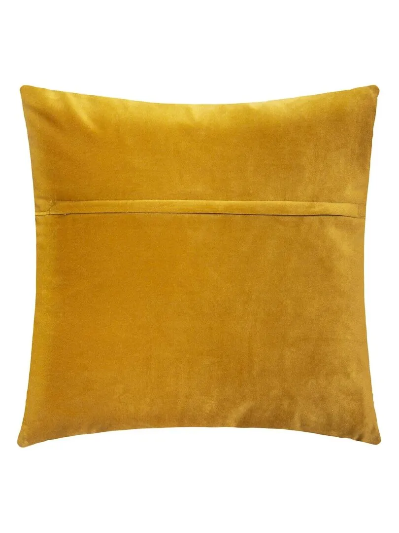 Coussin déhoussable en velours reliefé - Jaune