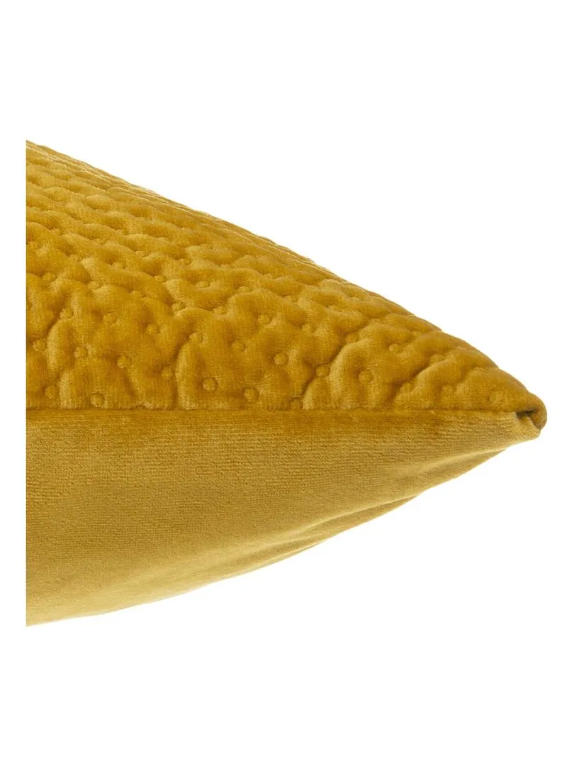 Coussin déhoussable en velours reliefé - Jaune