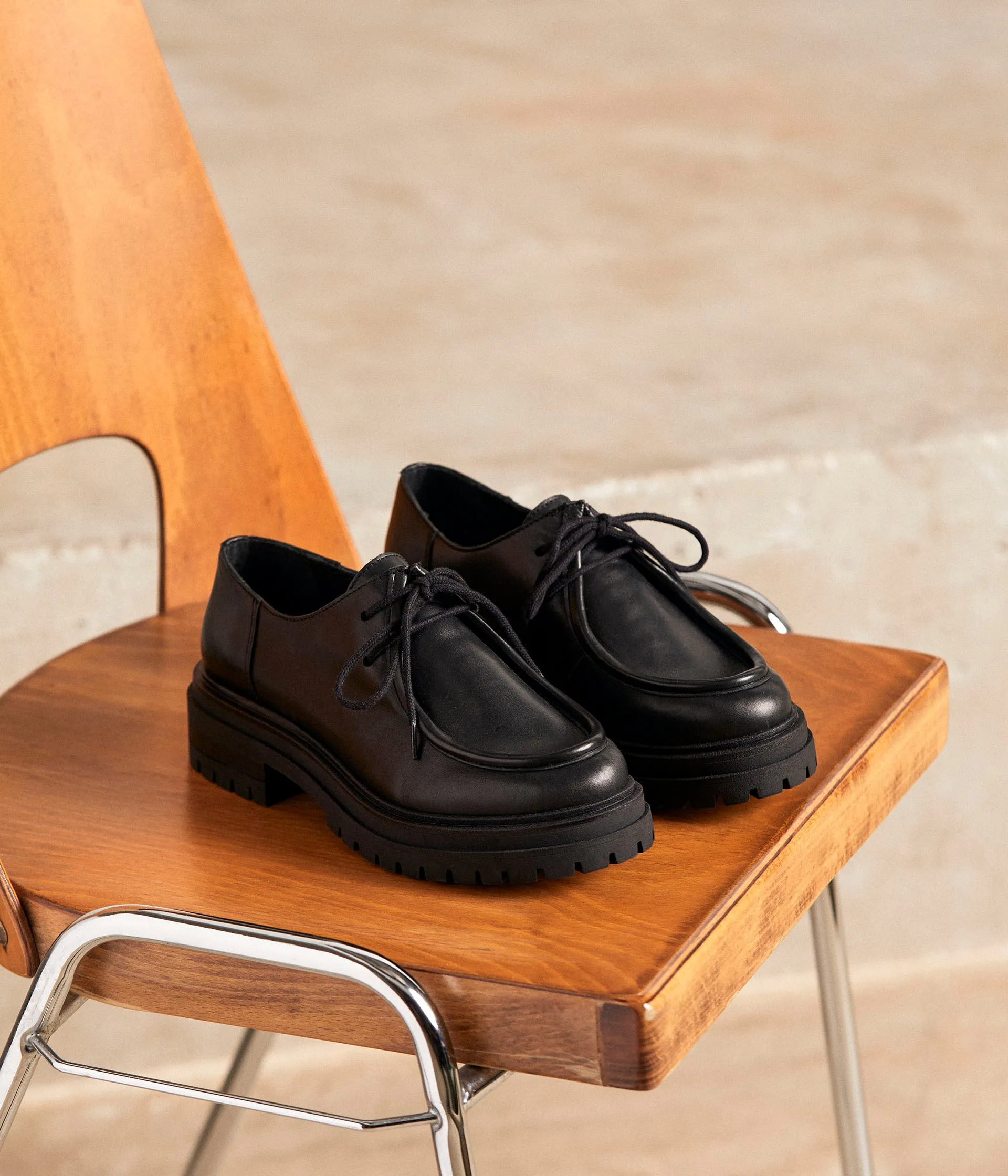 Derbies cuir noir Anicia