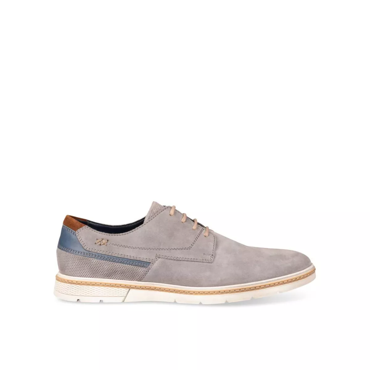 Derbies GRIS DENIM SIDE CUIR