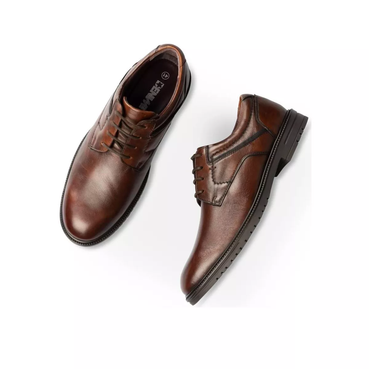 Derbies MARRON DENIM SIDE CUIR