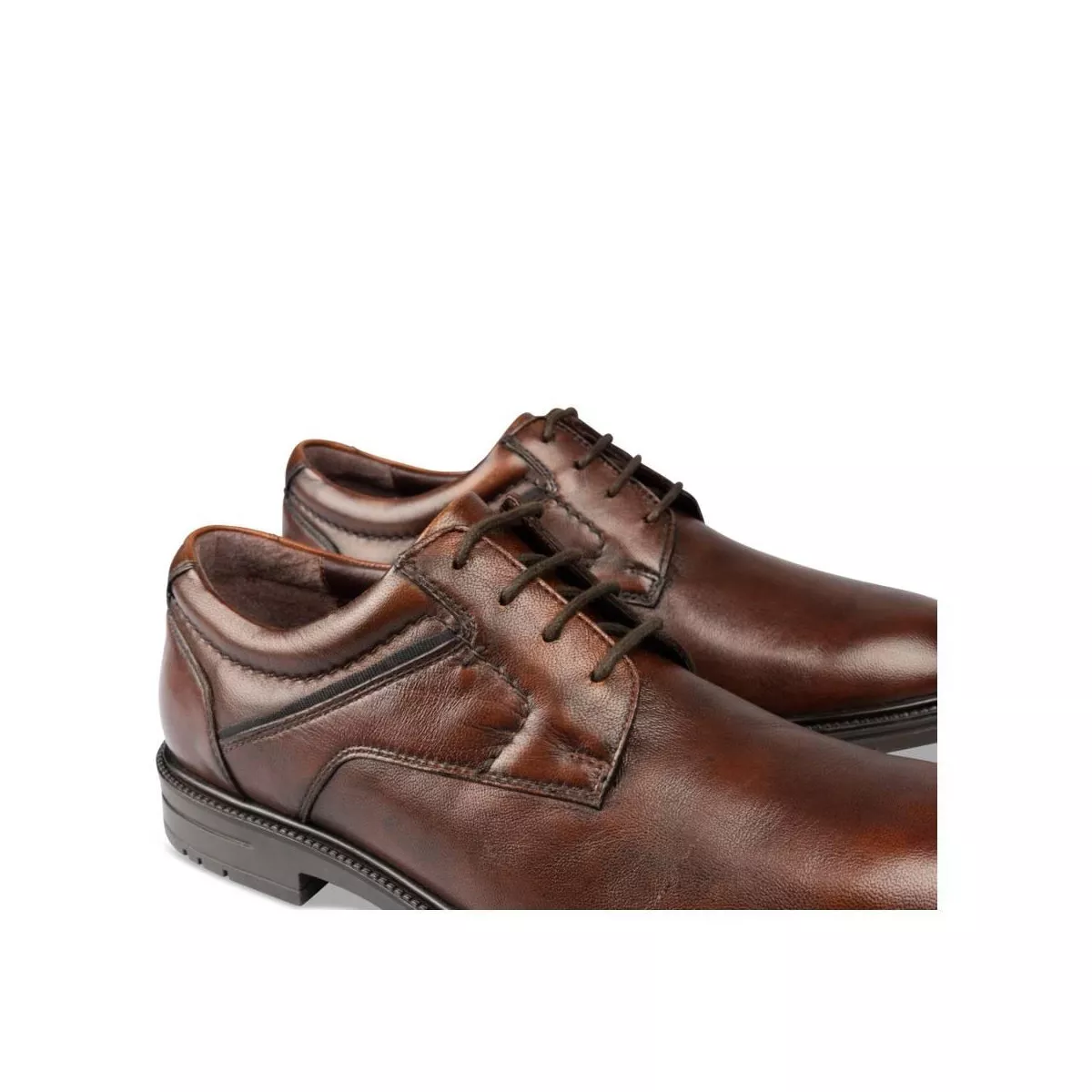 Derbies MARRON DENIM SIDE CUIR