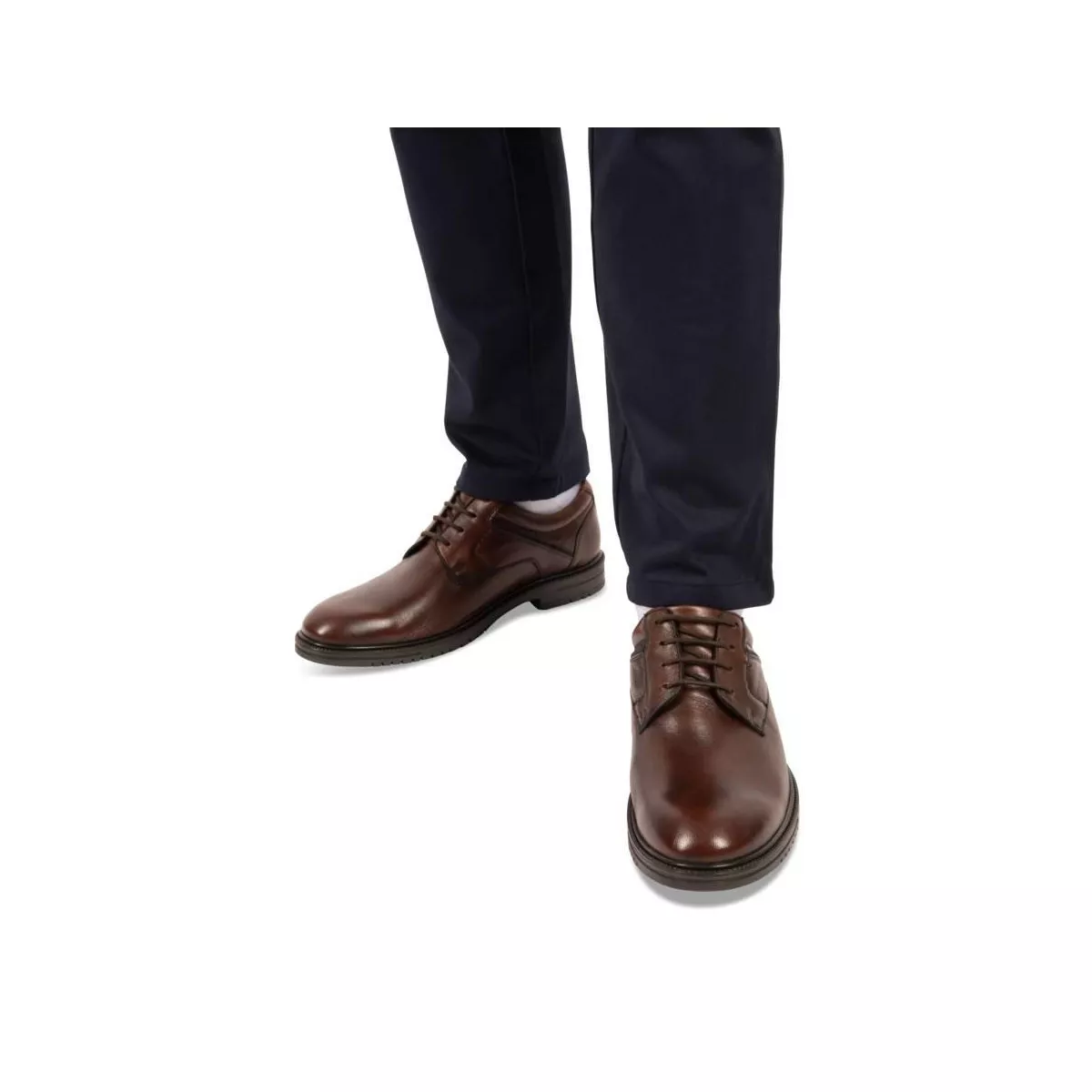 Derbies MARRON DENIM SIDE CUIR