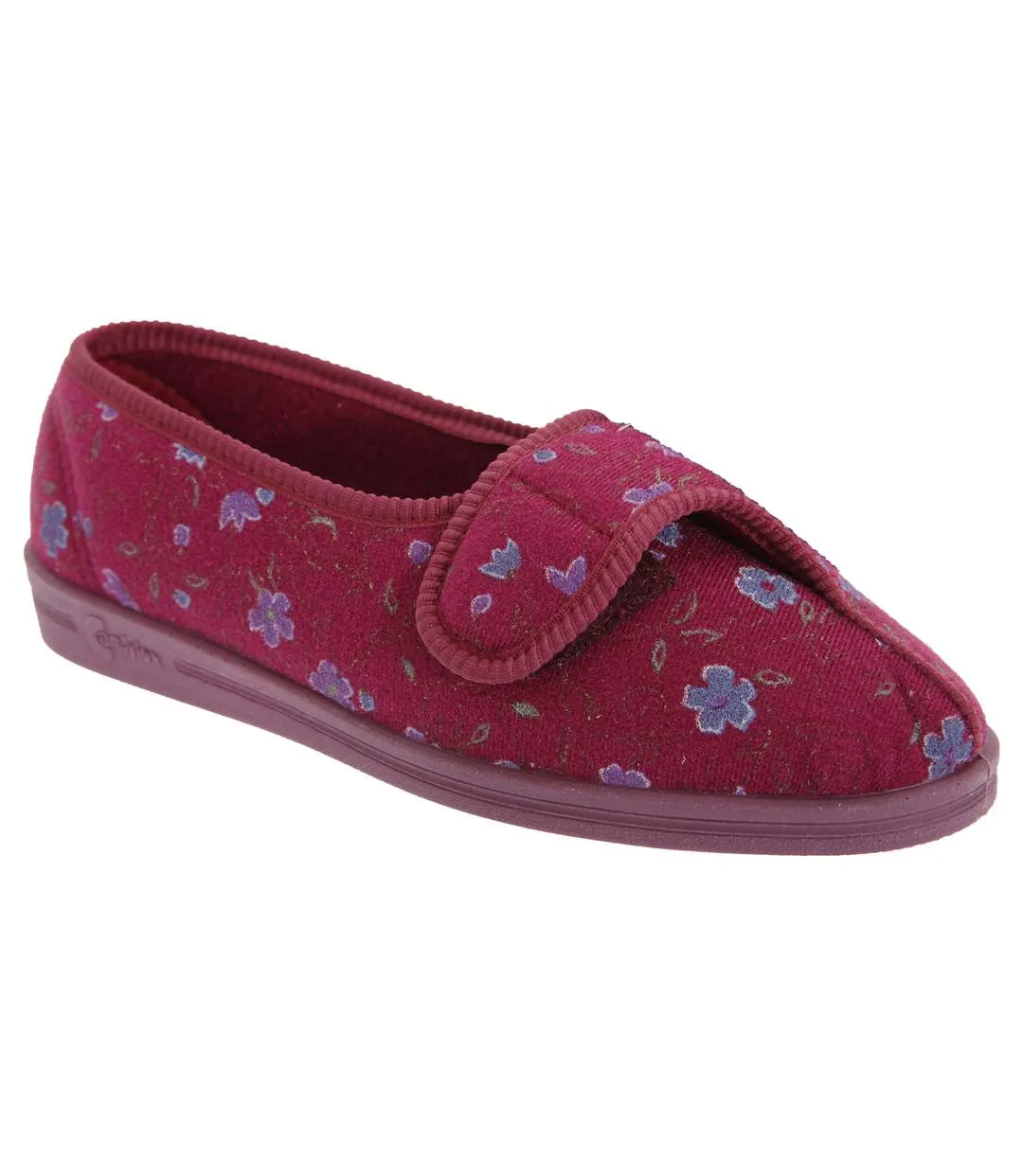 Diana chaussons à motif floral femme vin Comfylux