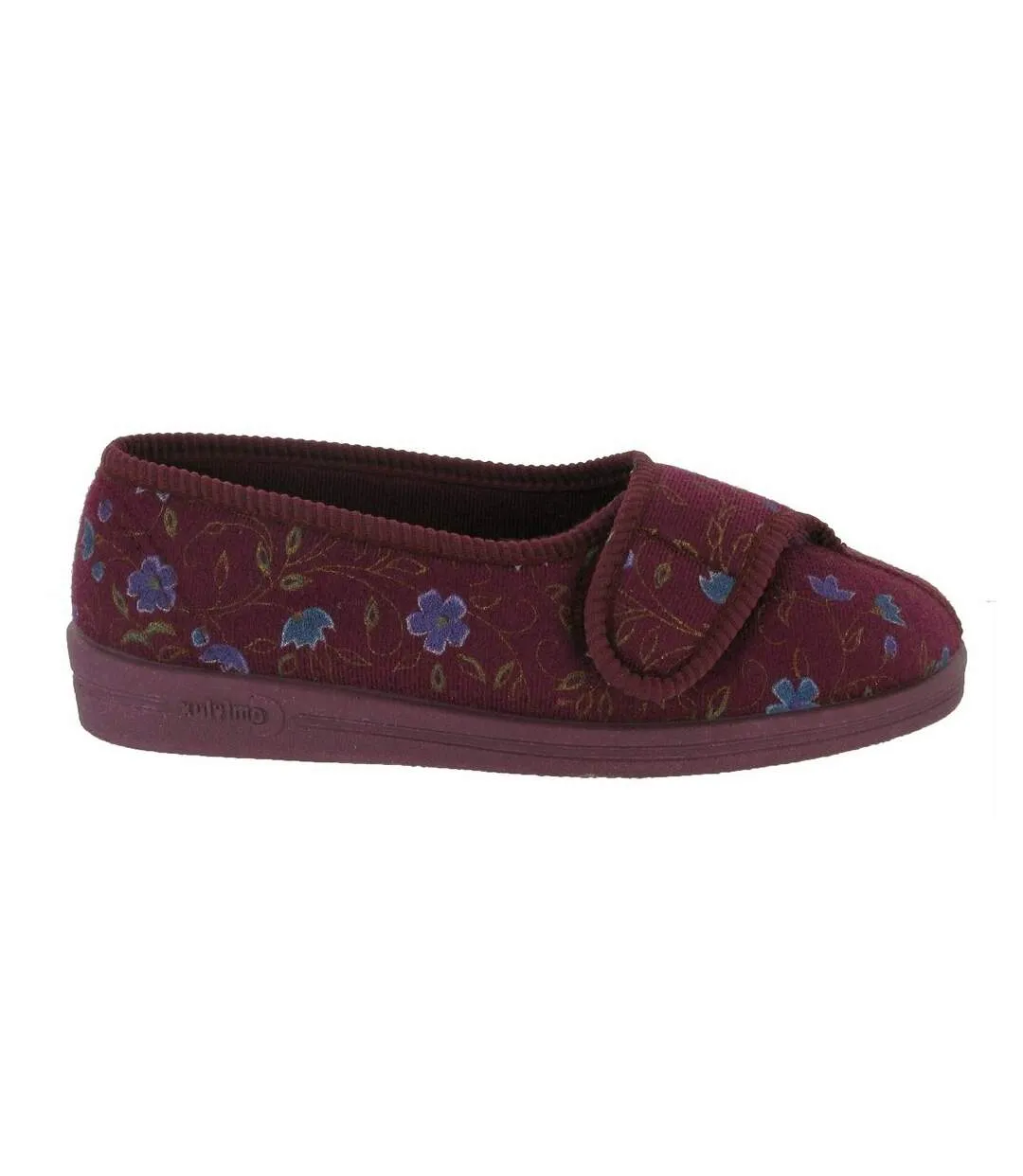 Diana chaussons à motif floral femme vin Comfylux