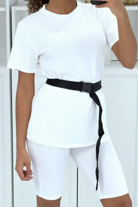 Ensemble T-shirt et cycliste blanc avec ceinture