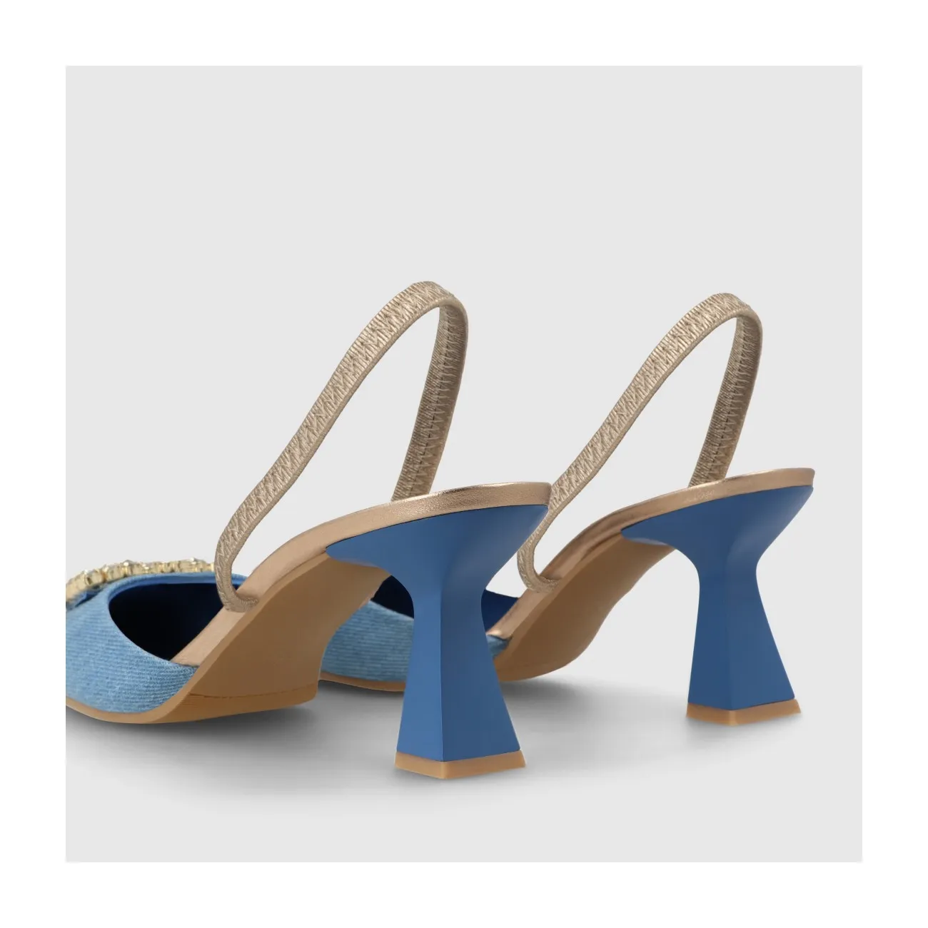 Escarpin slingback pour femme en tissu denim bleu marine. I LODI Chaussures pour femme online.