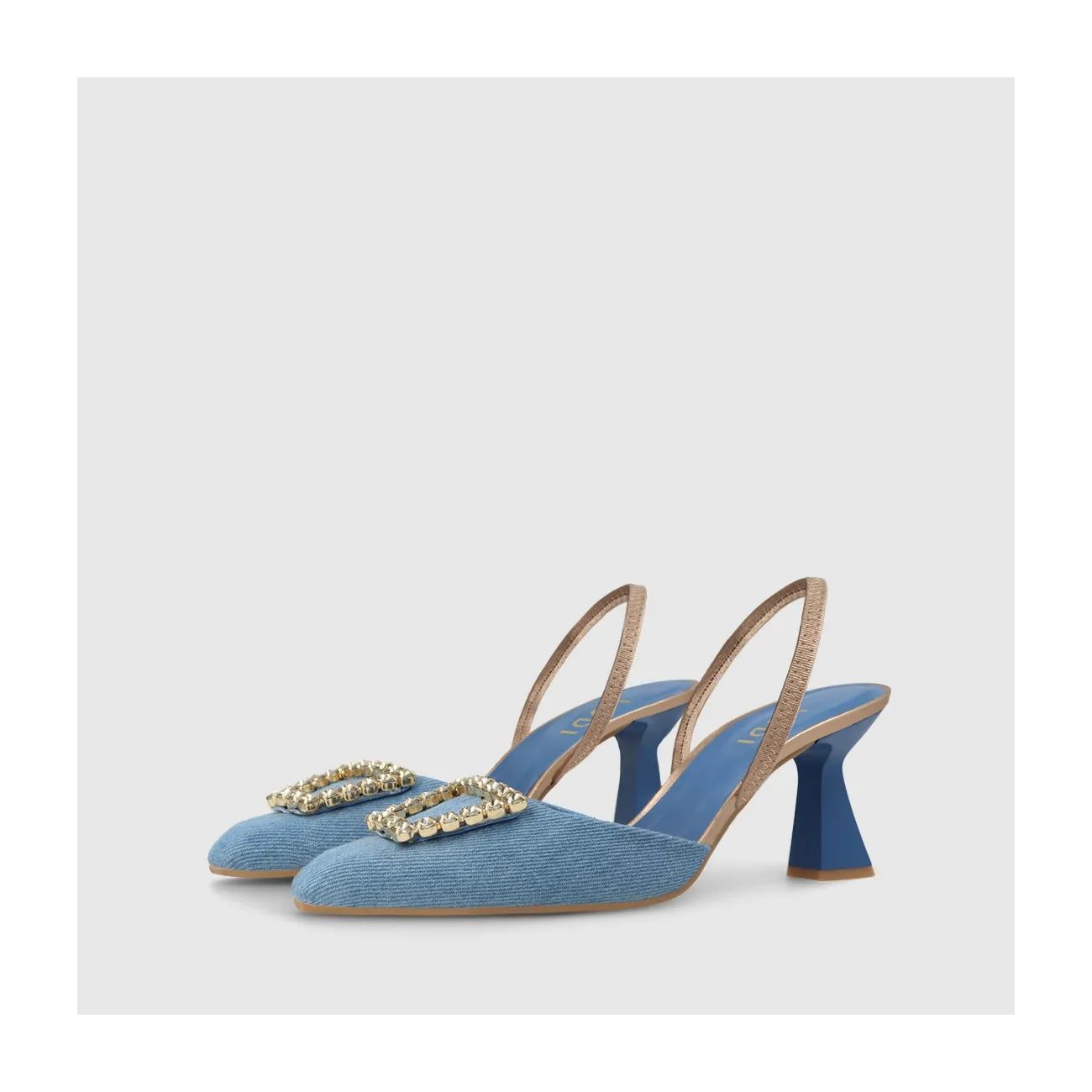 Escarpin slingback pour femme en tissu denim bleu marine. I LODI Chaussures pour femme online.