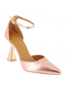 escarpins ouverts sur les côtés talons de forme cuir rosegold 09 cm