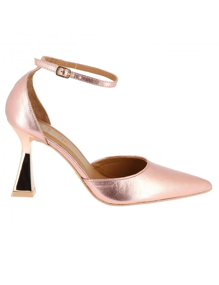 escarpins ouverts sur les côtés talons de forme cuir rosegold 09 cm