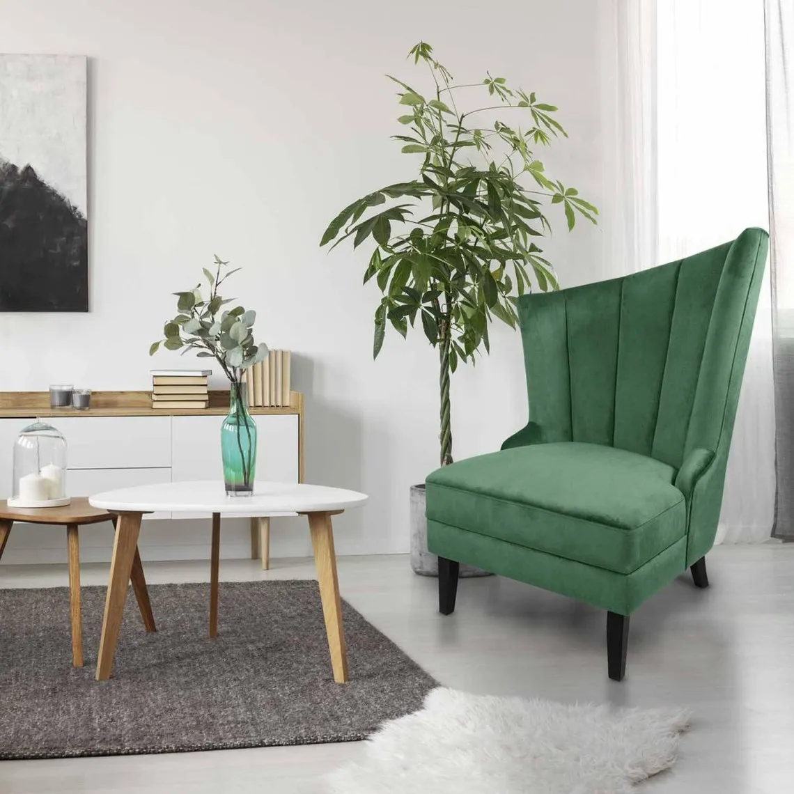 Fauteuil Karl Velours Vert | 3 Suisses