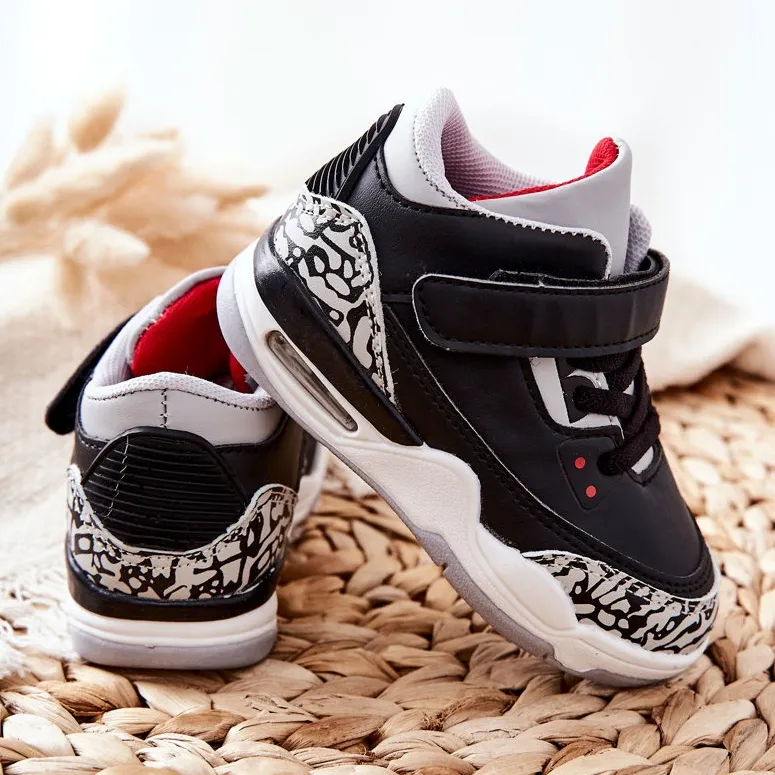 FR1 Chaussures de sport pour enfants en lin noir et rouge blanche le noir