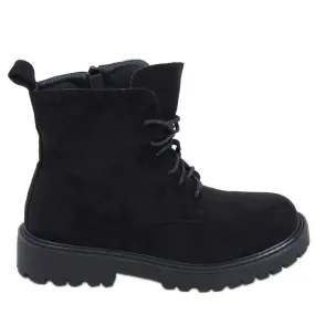 Gaten Bottes à lacets en daim noir le noir