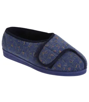 Helen chaussons pied large femme bleu Comfylux