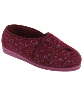 Helen chaussons pied large femme rouge Comfylux