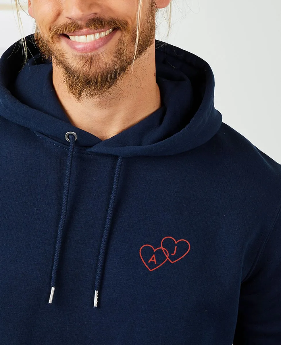 Hoodie homme Coeurs entrelacés brodé personnalisé