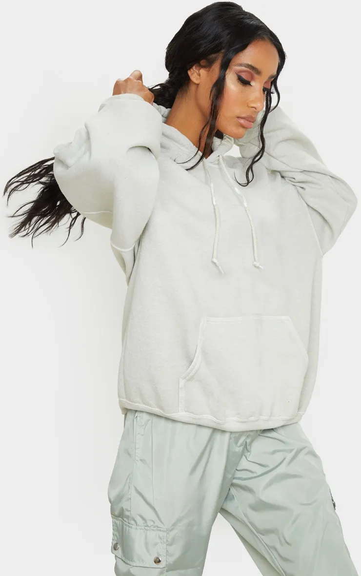 Hoodie vert sauge foncé oversize 