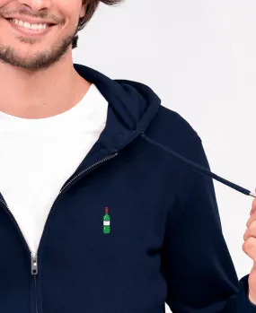 Hoodie zippé homme Bouteille de vin (brodé)