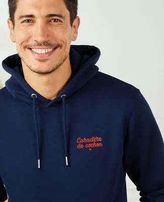 Hoodie zippé homme Caractère de cochon (brodé)