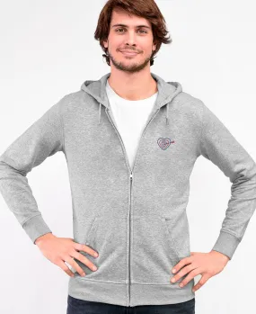 Hoodie zippé homme Cible coeur (brodé)