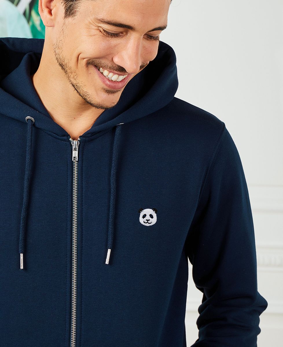 Hoodie zippé homme Panda (brodé)