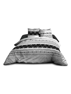 Housse de couette 220x240 + 2 taies - Pur coton 57 fils - Graphic - Noir