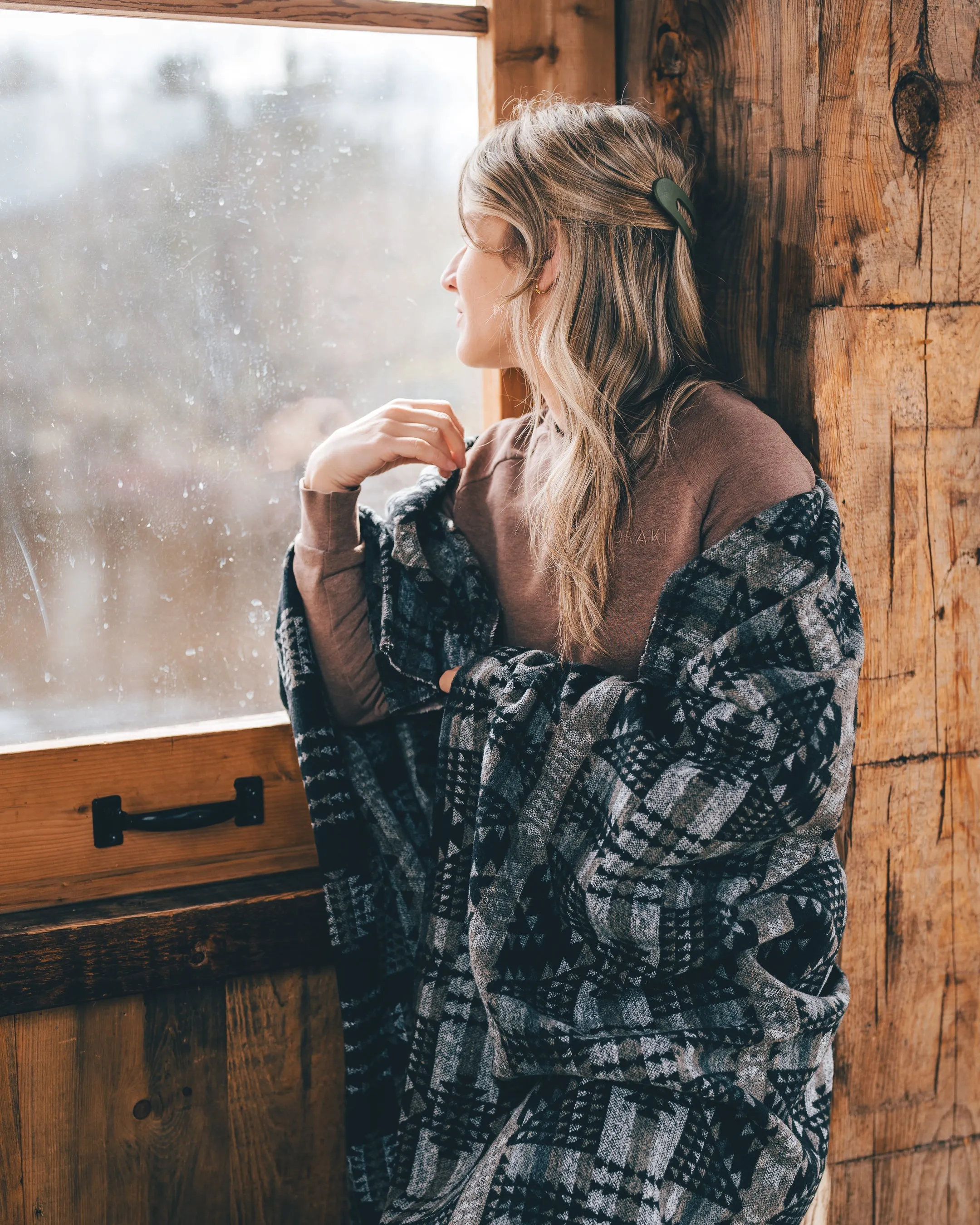 Jeté en laine à motif boho aztèque