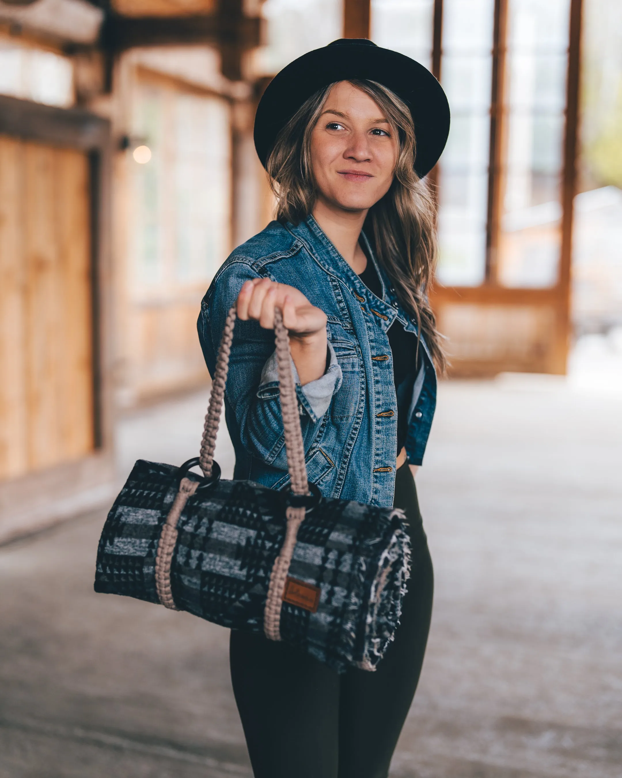 Jeté en laine à motif boho aztèque