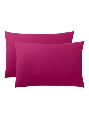 Lot De 2 Taies D'oreiller Fushia 50 X 70 Cm / 100% Coton / 57 Fils/cm² - Rose