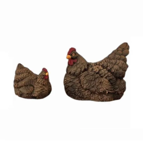 Moule silicone 2 tailles poule poulet animal 3d pour plâtre résine polyester ciment cire savon argile wepam k1305