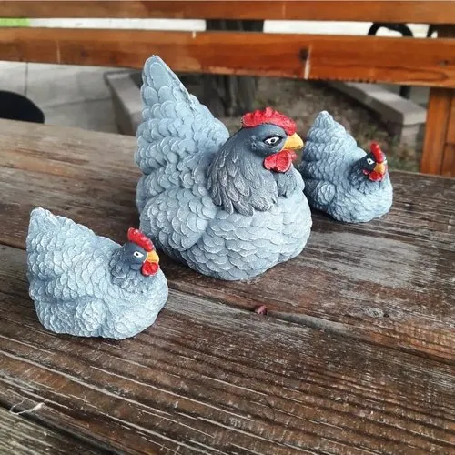 Moule silicone 2 tailles poule poulet animal 3d pour plâtre résine polyester ciment cire savon argile wepam k1305