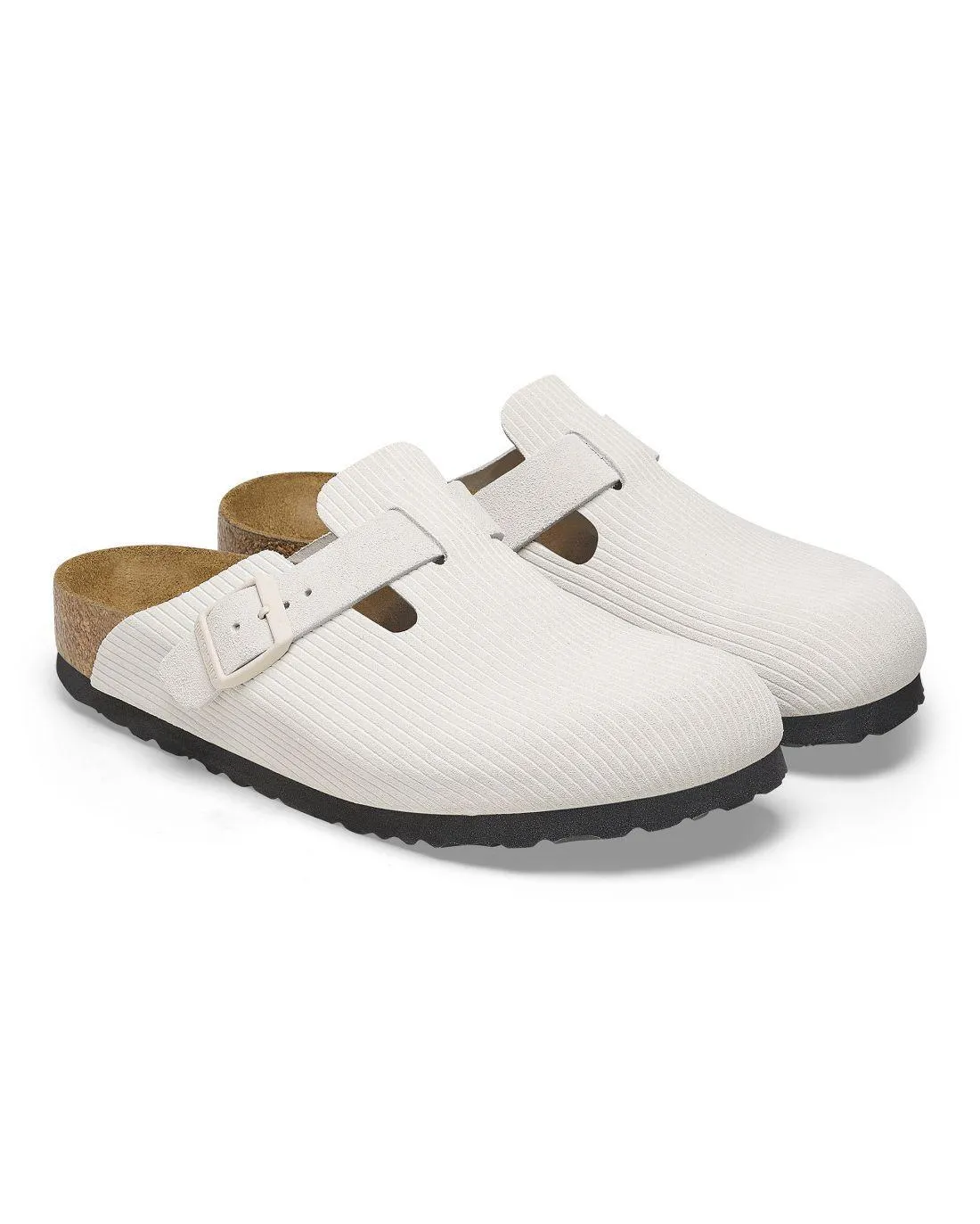 Mules BOSTON CUIR VELOURS CORDUROY ANTIQUE WHITE - Birkenstock | Chez Maman Rouen