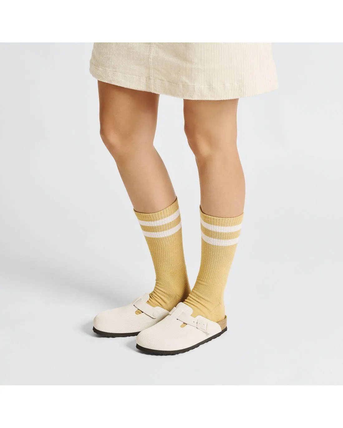 Mules BOSTON CUIR VELOURS CORDUROY ANTIQUE WHITE - Birkenstock | Chez Maman Rouen