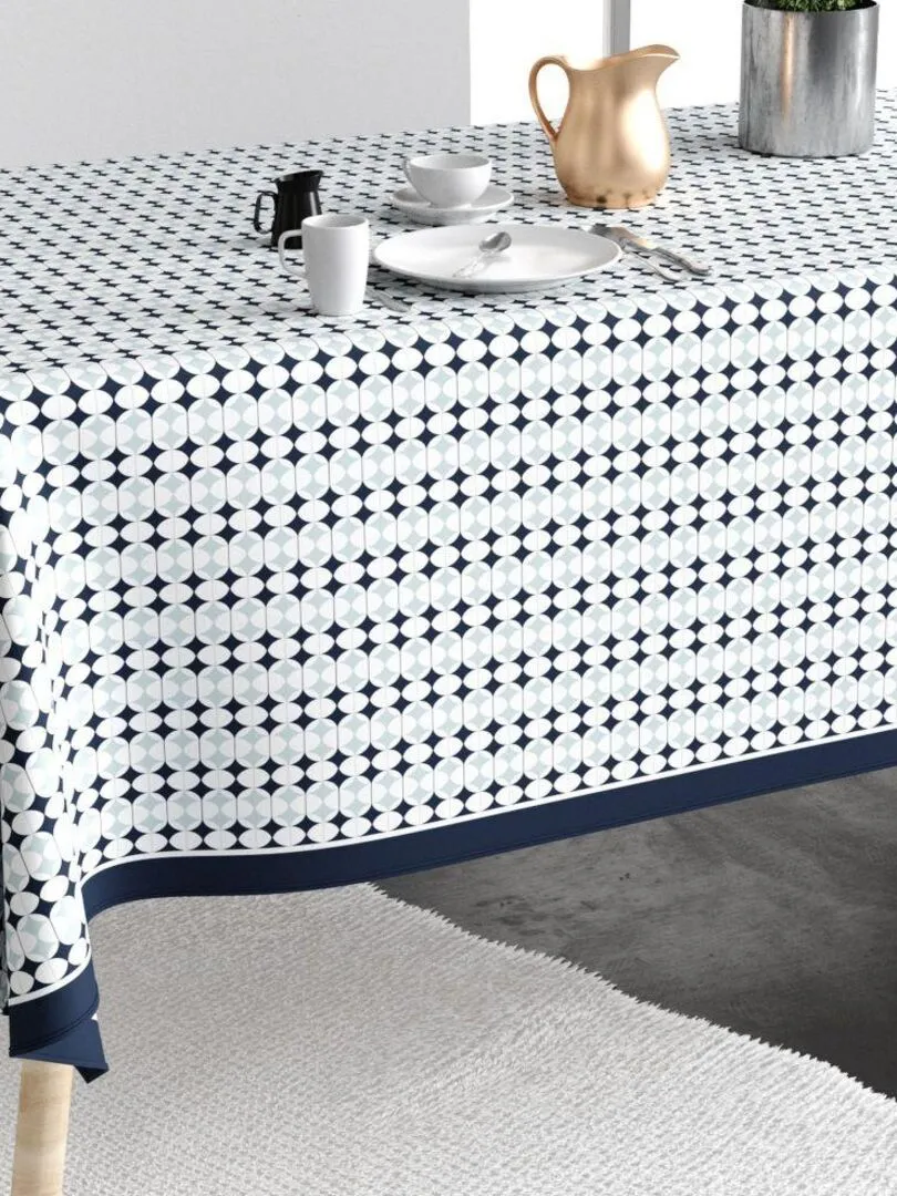 Nappe rectangulaire anti tache en Coton - Verana - Bleu