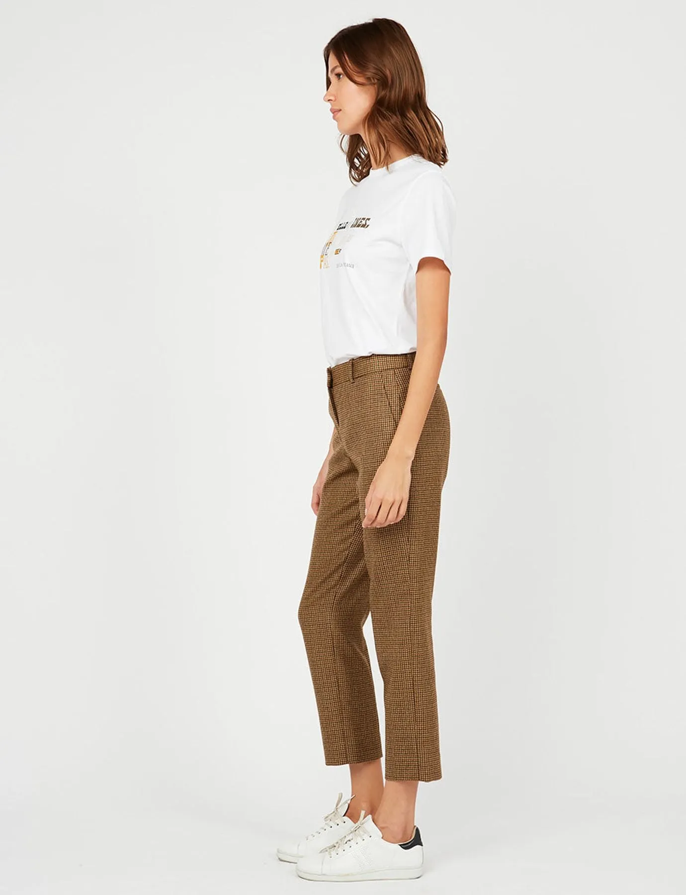 Pantalon Audrey pied de poule pure laine