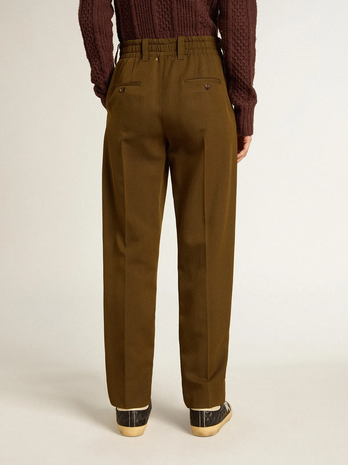 Pantalon couleur hêtre en mélange de laine et de viscose | Golden Goose