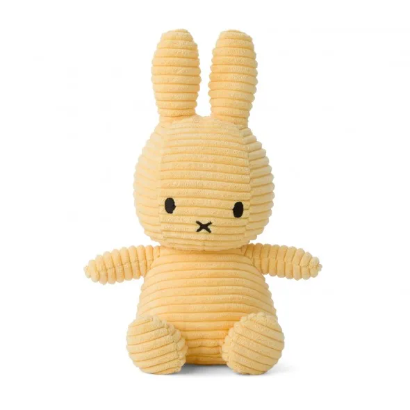 Peluche Miffy en velours côtelé - Jaune pâle (23 cm) - BON TON TOYS - Perlin Paon Paon