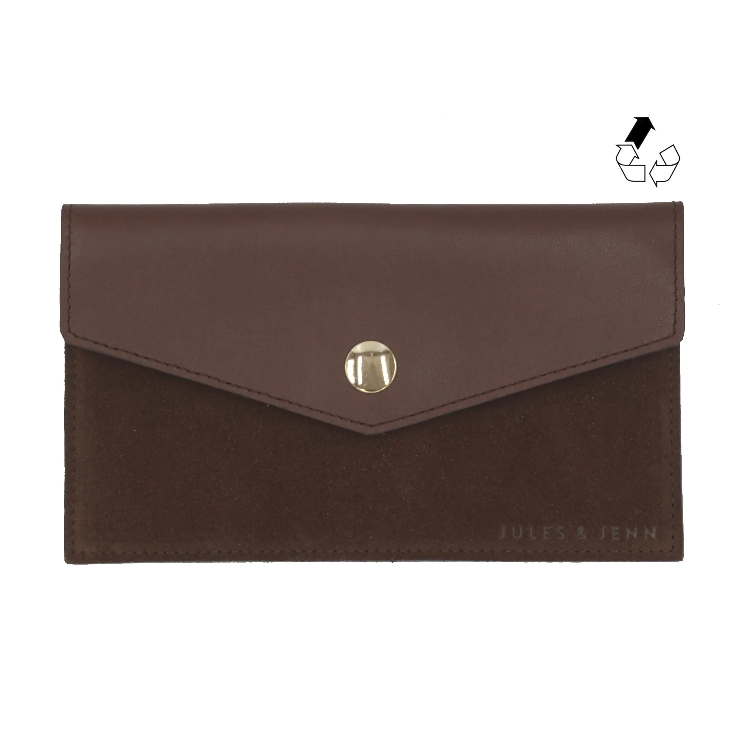 Pochette enveloppe cuir upcyclé marron