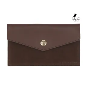 Pochette enveloppe cuir upcyclé marron