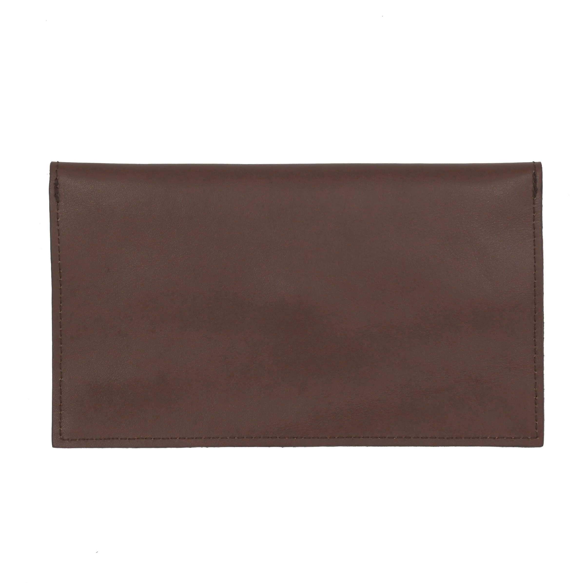 Pochette enveloppe cuir upcyclé marron