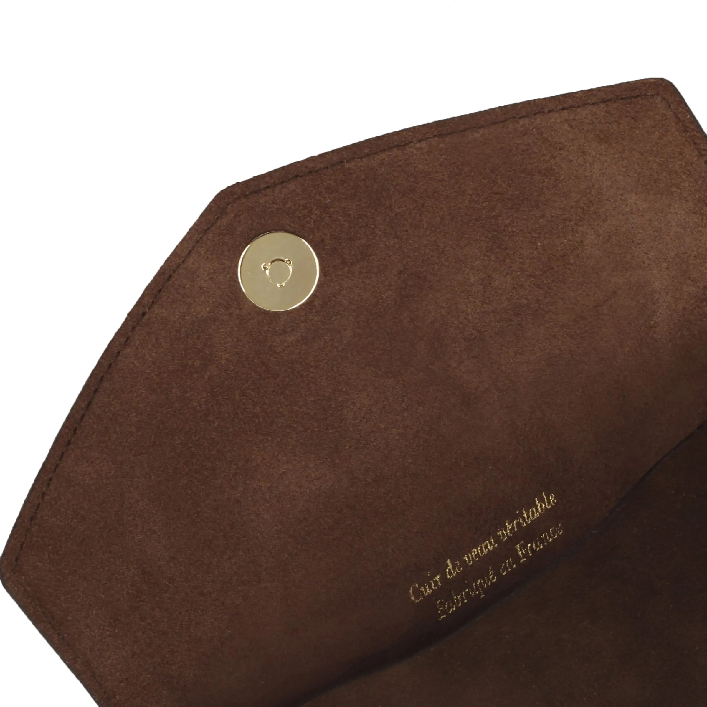 Pochette enveloppe cuir upcyclé marron