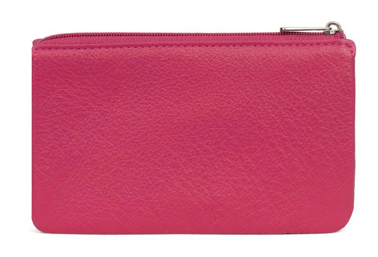 Porte monnaie cuir fushia