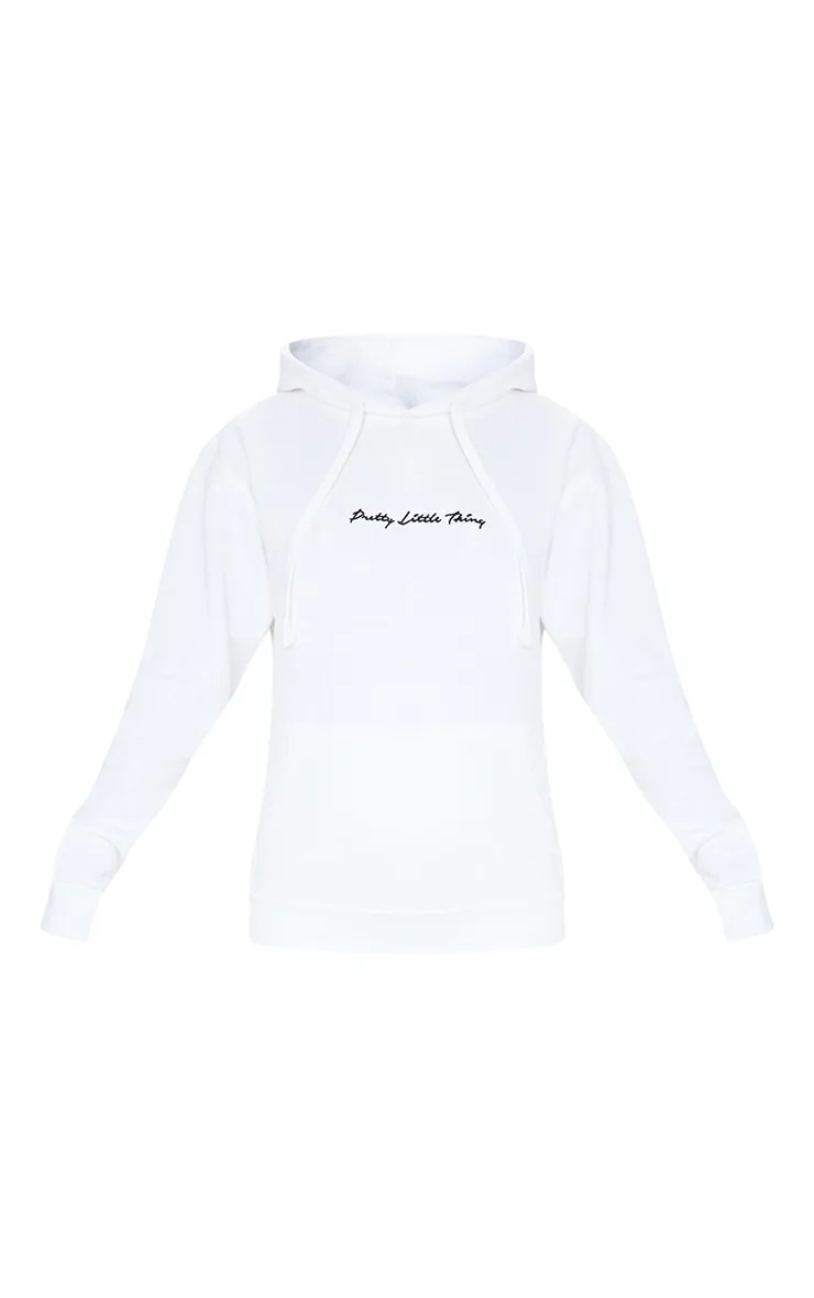 PRETTYLITTLETHING Hoodie oversize blanc à broderie