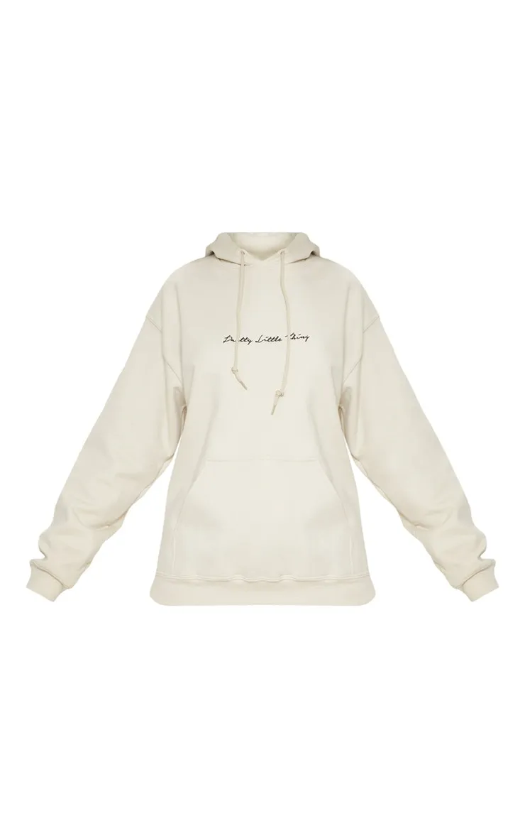 PRETTYLITTLETHING Hoodie oversize sable brodé